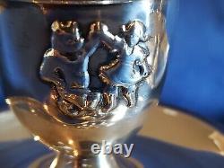 Aksel Holmsen 830 S Signed Dancing Bears PAIR of silver egg cups exquisite