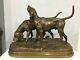Alfred Dubucand Signed Orignial French Bronze Casting Of A Pair Of Hunting Dogs