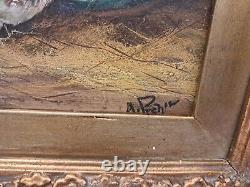 Alfred Prehn antique oil wood painting pair The hen house 1880's SIGNED ORIGINAL