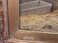 Alfred Prehn antique oil wood painting pair The hen house 1880's SIGNED ORIGINAL