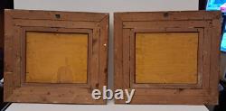 Alfred Prehn antique oil wood painting pair The hen house 1880's SIGNED ORIGINAL