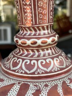 Almost A Pair Large Signed Antique Pottery Porcelain Vase Middle Eastern Design