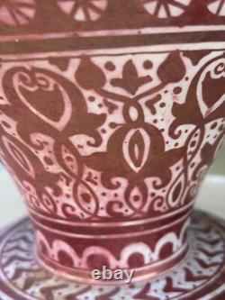 Almost A Pair Large Signed Antique Pottery Porcelain Vase Middle Eastern Design