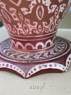 Almost A Pair Large Signed Antique Pottery Porcelain Vase Middle Eastern Design