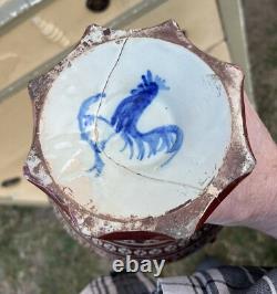 Almost A Pair Large Signed Antique Pottery Porcelain Vase Middle Eastern Design