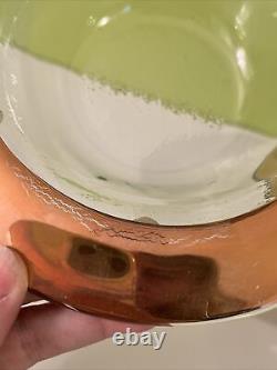 Annie Glass Pair Roman Antique Bowls 24kt Gold Rim Textured 8 Signed #311/87
