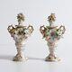 Antique 1800s Pair Of Miniature Sitzendorf Potpourri Urns. Signed