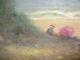 Antique 1895 George W Bull (american 19thc) Oil Painting Couple Beach Seashore