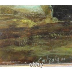 Antique 1936 Italy Pair paintings Oil on copper Landscapes signed CALZOLARI