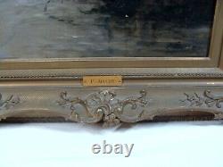 Antique 19C Pauline Appert Couple Hunting O/C Landscape Painting