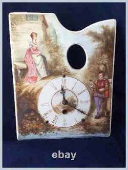 Antique 19th Artist Palette Clock with French Couple Signed