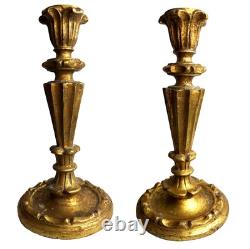 Antique 19th Century Italian Giltwood Candlesticks, Signed A. PECCHIOLI Firenze