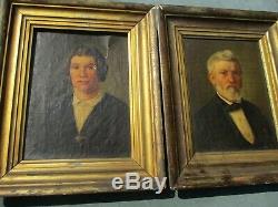 Antique 19th Century Oil Paintings Portraits signed P Roth 1859 pair listed