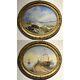 Antique 19th France Rare Original Marine Oil Canvas Pair Painting Signed Wg