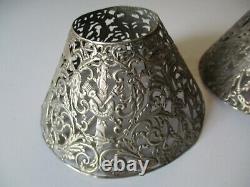 Antique 2 Lamp Shade Sterling Silver Ornate 19th To 20th Century Pair Sculpture