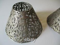 Antique 2 Lamp Shade Sterling Silver Ornate 19th To 20th Century Pair Sculpture