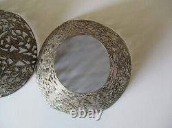 Antique 2 Lamp Shade Sterling Silver Ornate 19th To 20th Century Pair Sculpture