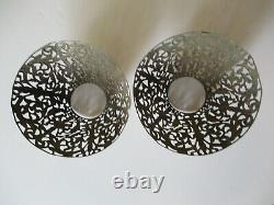 Antique 2 Lamp Shade Sterling Silver Ornate 19th To 20th Century Pair Sculpture