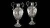 Antique 20thc Persian Solid Silver Massive Pair Of Vases Isfahan C 1900