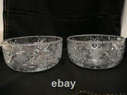 Antique Abp Pair Hawkes Cut Glass Bowls American Brilliant Period Signed