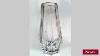 Antique Art Deco Large Crystal Hexagonal Shaped Vase Signed