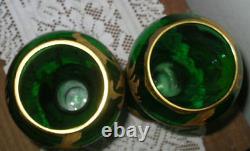 Antique Art Pair Glass Vase Signed Fritz Heckert C. 1890 Bohemian Loetz Era