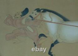 Antique Asian Art Pair signed seal Chinese paintings on silk