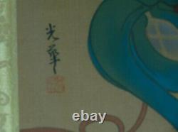 Antique Asian Art Pair signed seal Chinese paintings on silk