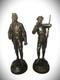Antique Austrian Pair Of Patinated Bronze Hunters Signed S. Colombo