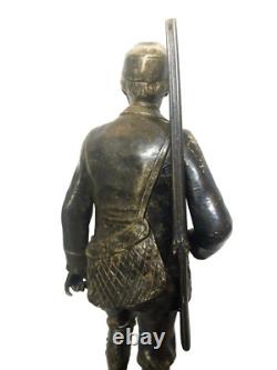 Antique Austrian Pair of Patinated Bronze Hunters Signed S. Colombo