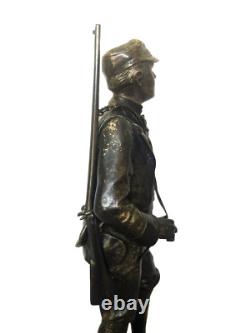 Antique Austrian Pair of Patinated Bronze Hunters Signed S. Colombo