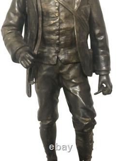 Antique Austrian Pair of Patinated Bronze Hunters Signed S. Colombo