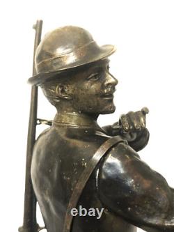 Antique Austrian Pair of Patinated Bronze Hunters Signed S. Colombo
