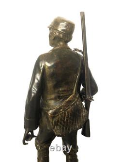 Antique Austrian Pair of Patinated Bronze Hunters Signed S. Colombo