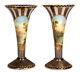 Antique Aynsley Pair Of Trumpet Vases Signed By Rc Keeling Circa 1890