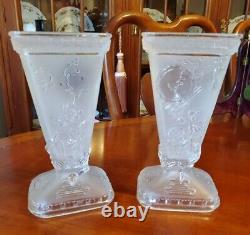 Antique Baccarat Vases Signed c. 1900-20 PAIR