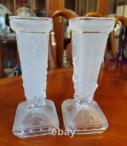 Antique Baccarat Vases Signed c. 1900-20 PAIR