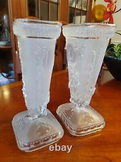 Antique Baccarat Vases Signed c. 1900-20 PAIR