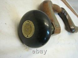 Antique Brass Plated Signed Brace Rosewood Pad Tool Push Button Drill