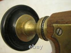 Antique Brass Plated Signed Brace Rosewood Pad Tool Push Button Drill