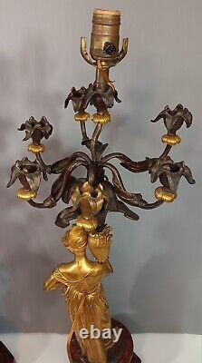 Antique Bronse Candelabras By Charles Cumberworth The Harvesters Pair Signed