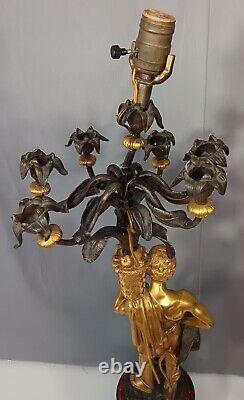 Antique Bronse Candelabras By Charles Cumberworth The Harvesters Pair Signed