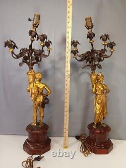 Antique Bronse Candelabras By Charles Cumberworth The Harvesters Pair Signed