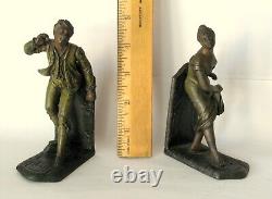 Antique Cast Metal Classical French Bookends Signed