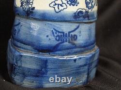 Antique Chinese Figurine Statues/Bottles Pair of Man & Woman Signed Blue & White