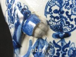 Antique Chinese Figurine Statues/Bottles Pair of Man & Woman Signed Blue & White