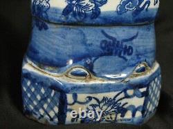 Antique Chinese Figurine Statues/Bottles Pair of Man & Woman Signed Blue & White