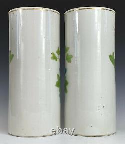 Antique Chinese Porcelain Mirror Pair Hat Stands Signed Wang Yongtai 1910 Qing