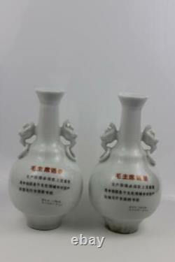 Antique Chinese Porcelain Revolution Pair Binaural Vases 21cm SIGNED Description
