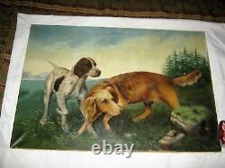 Antique Country USA Home Wall Art Hunting Duck Bird Decoy Dog Oil Painting Paint